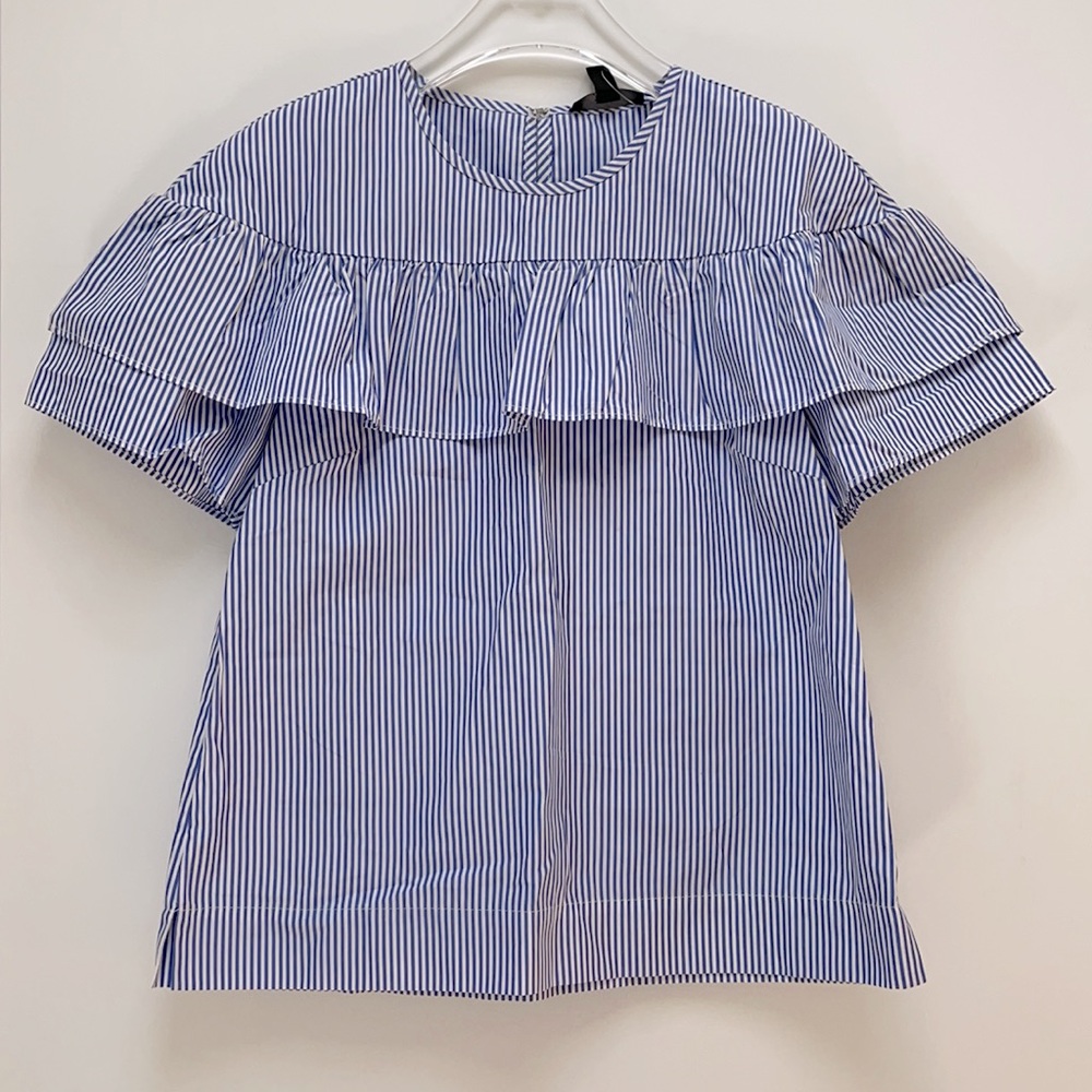 Jcrew poplin ruffle blouse
